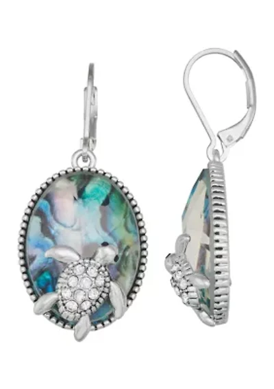 Green Turtle Drop Earrings