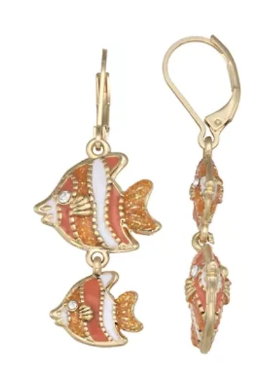  Coral Fish Double Drop Earrings