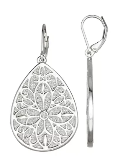  Open Pattern Oval Drop Earrings