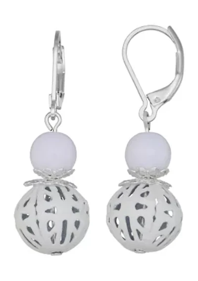 White Double Drop Earrings
