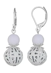 White Double Drop Earrings
