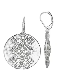 Silver Tone Coin Drop Earrings
