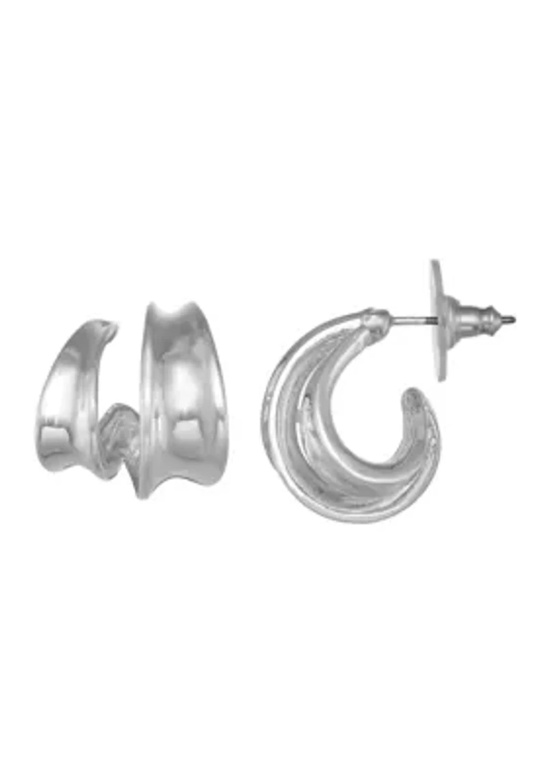 Open Silver Tone Hoop Earrings