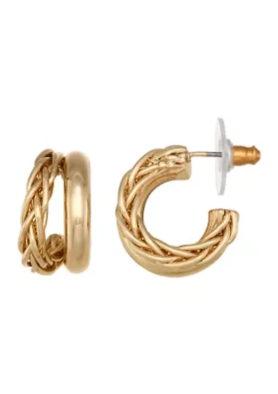 Double Hoop Gold Tone Earirngs