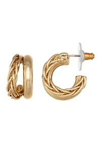 Double Hoop Gold Tone Earirngs