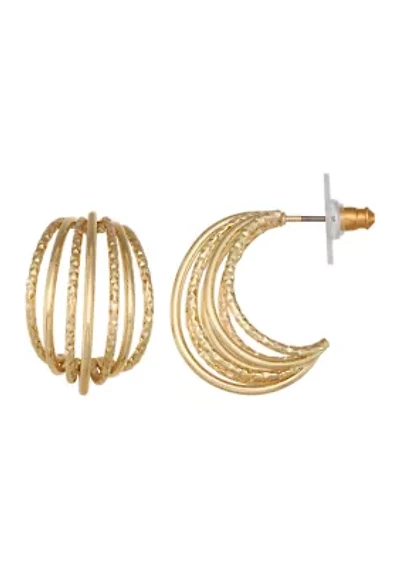 Multi C Hoop Gold Tone Earrings 