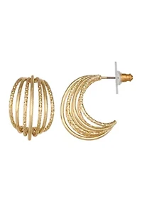Multi C Hoop Gold Tone Earrings 