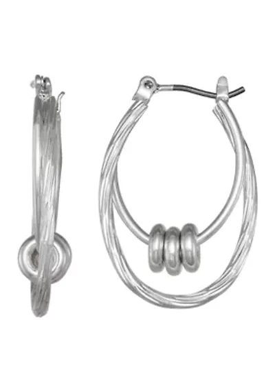 Double Oval Charm Earrings 