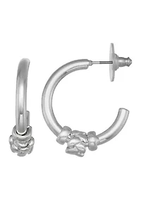 Silver Tone Charm C Hoop Earrings 