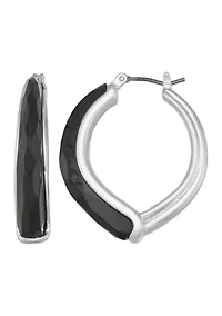 Silver Tone Click Top Hoop Earrings