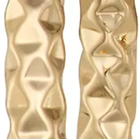 Beaded Gold Tone Hoop Earrings 