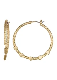 Beaded Gold Tone Hoop Earrings 
