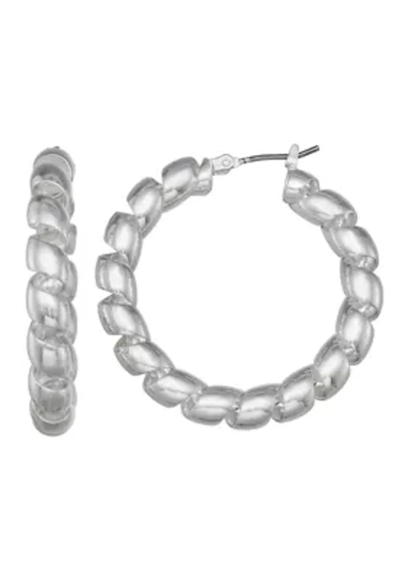 Spring Silver Tone Hoop Earrings