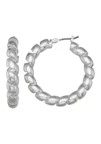 Spring Silver Tone Hoop Earrings 