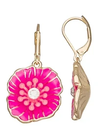  Pink Flower Drop Earrings