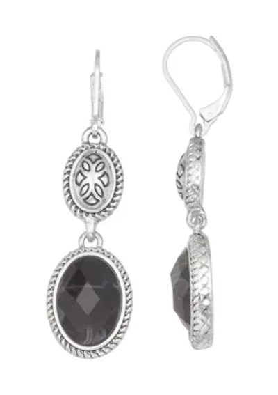 Silver Tone Western Double Drop Earrings