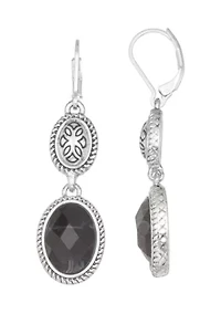 Silver Tone Western Double Drop Earrings