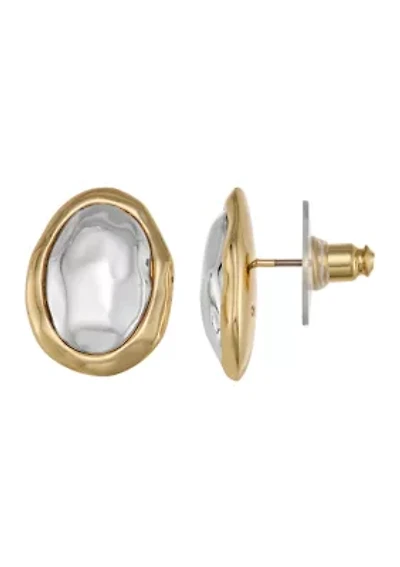 Two Tone Button Earrings 