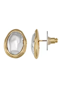 Two Tone Button Earrings 