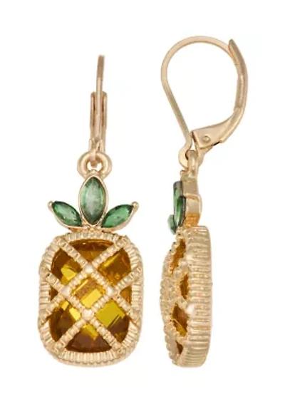 Pineapple Crystal Stone Drop Earrings 