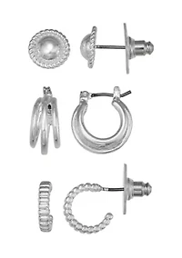 Texture Stud Hoop Trio Earrings