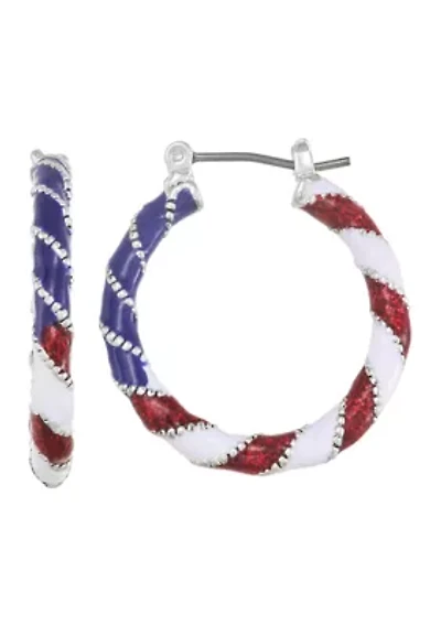 Red White Blue Hoop Earrings