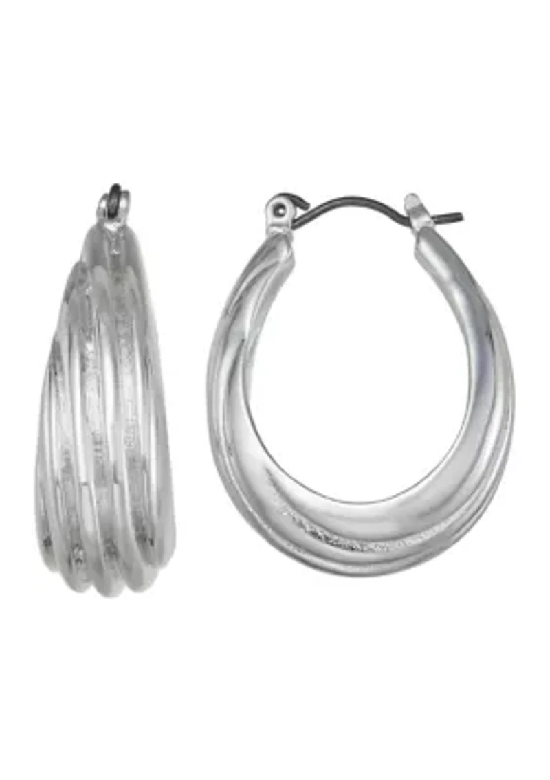 Ridge Oval Hoop Earrings