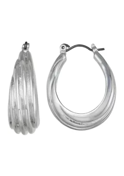 Ridge Oval Hoop Earrings