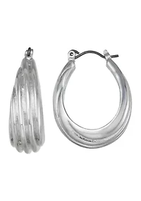 Ridge Oval Hoop Earrings