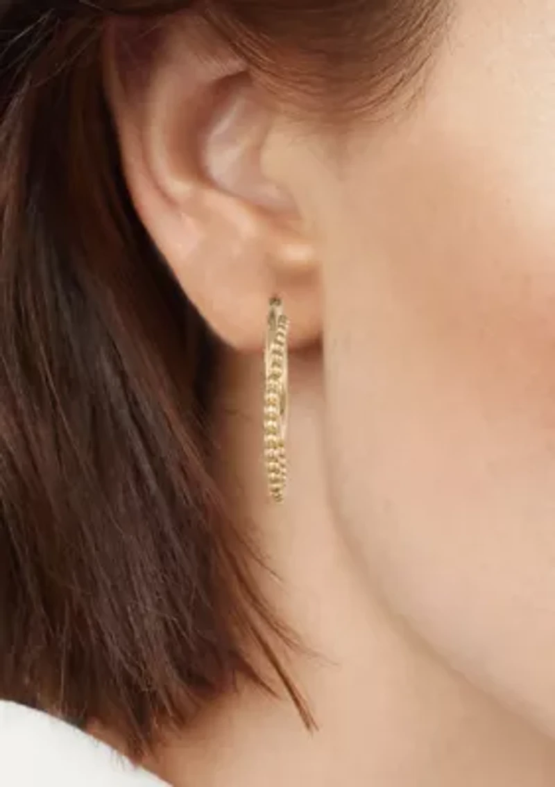 Double Hoop Textured Gold Tone Earrings