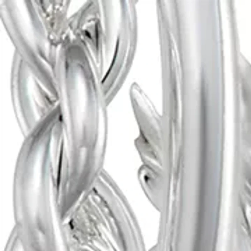 Braided Rope Silver Tone Hoop Earrings 