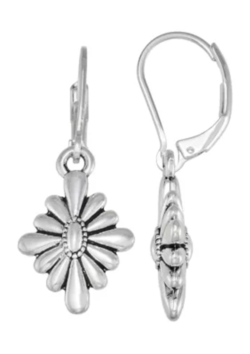 Engraved Flower Drop Earrings