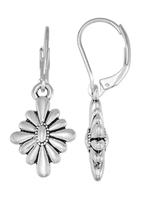 Engraved Flower Drop Earrings 