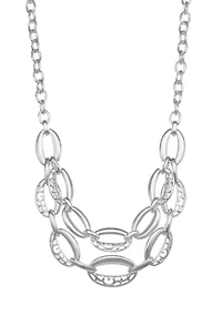 Silver Tone Organic Multirow Necklace