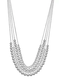 Silver Tone Caviar Multi Row Necklace