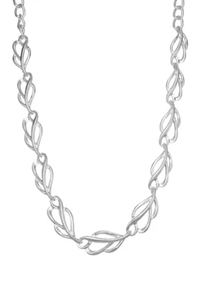 Silver Tone Leaves Collar Necklace
