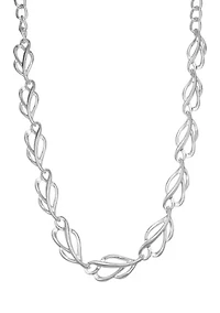 Silver Tone Leaves Collar Necklace