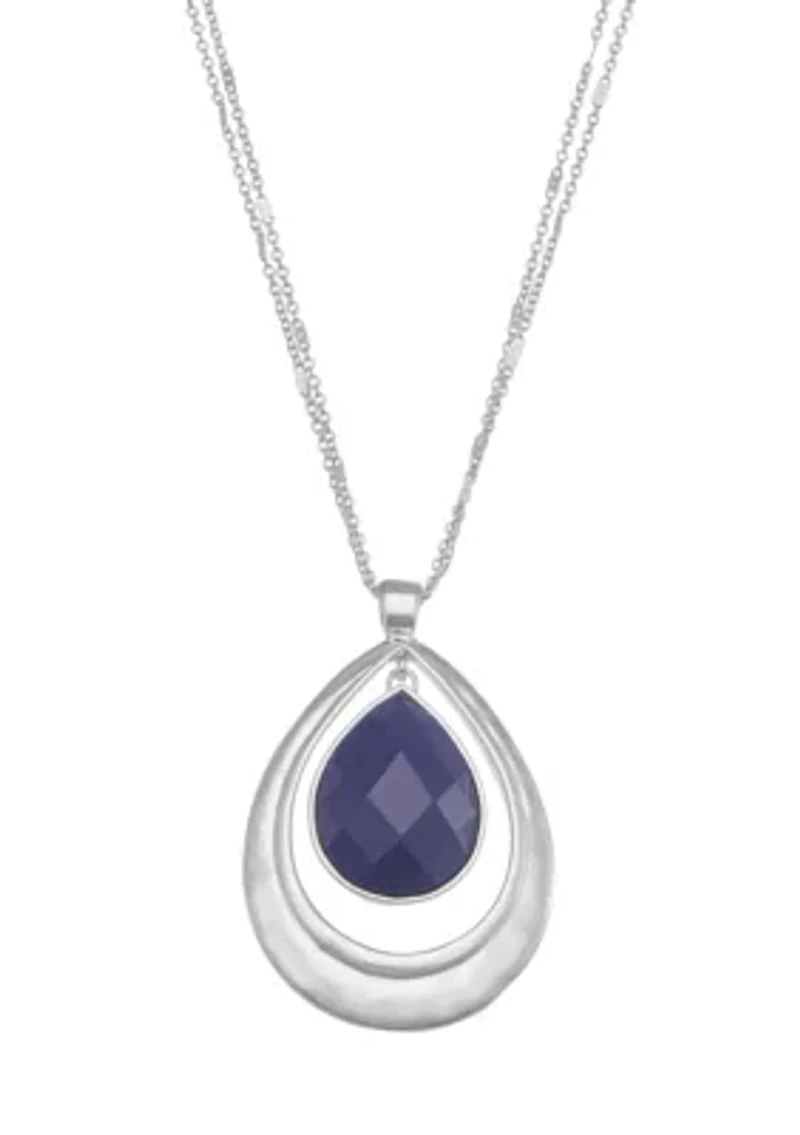 Silver Tone  Royal Long Pendant Necklace