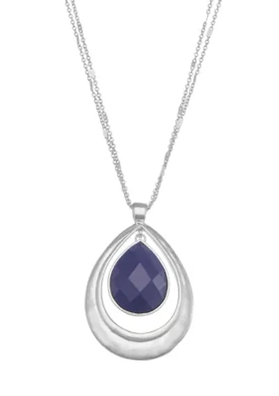 Silver Tone  Royal Long Pendant Necklace
