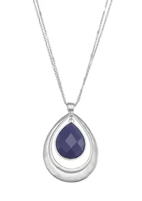 Silver Tone  Royal Long Pendant Necklace