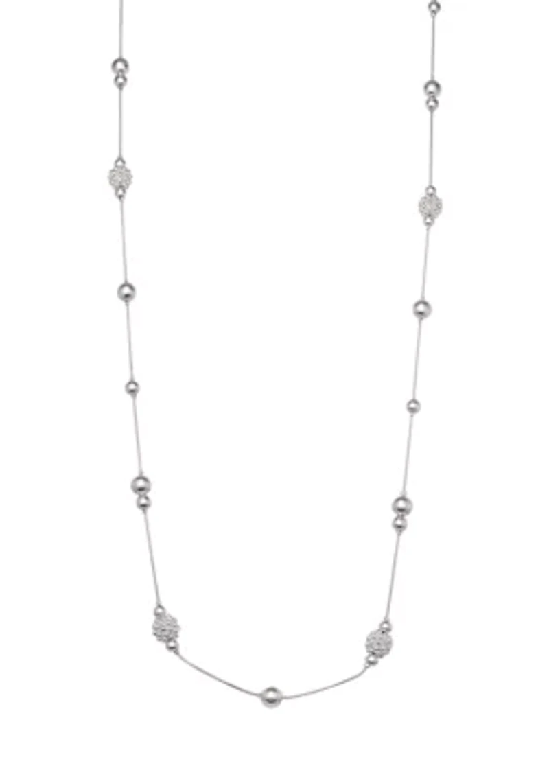 Silver Tone Caviar Strandage Necklace
