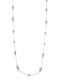 Silver Tone Caviar Strandage Necklace