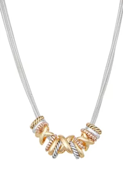 Tri Tone Mixed Stars Frontal Necklace