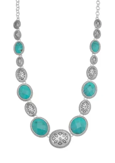 Silver Tone Turquoise Collar Necklace