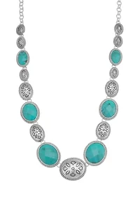 Silver Tone Turquoise Collar Necklace
