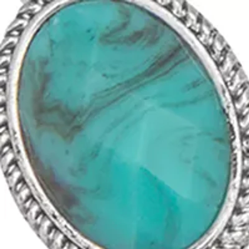 Silver Tone Turquoise Y Necklace