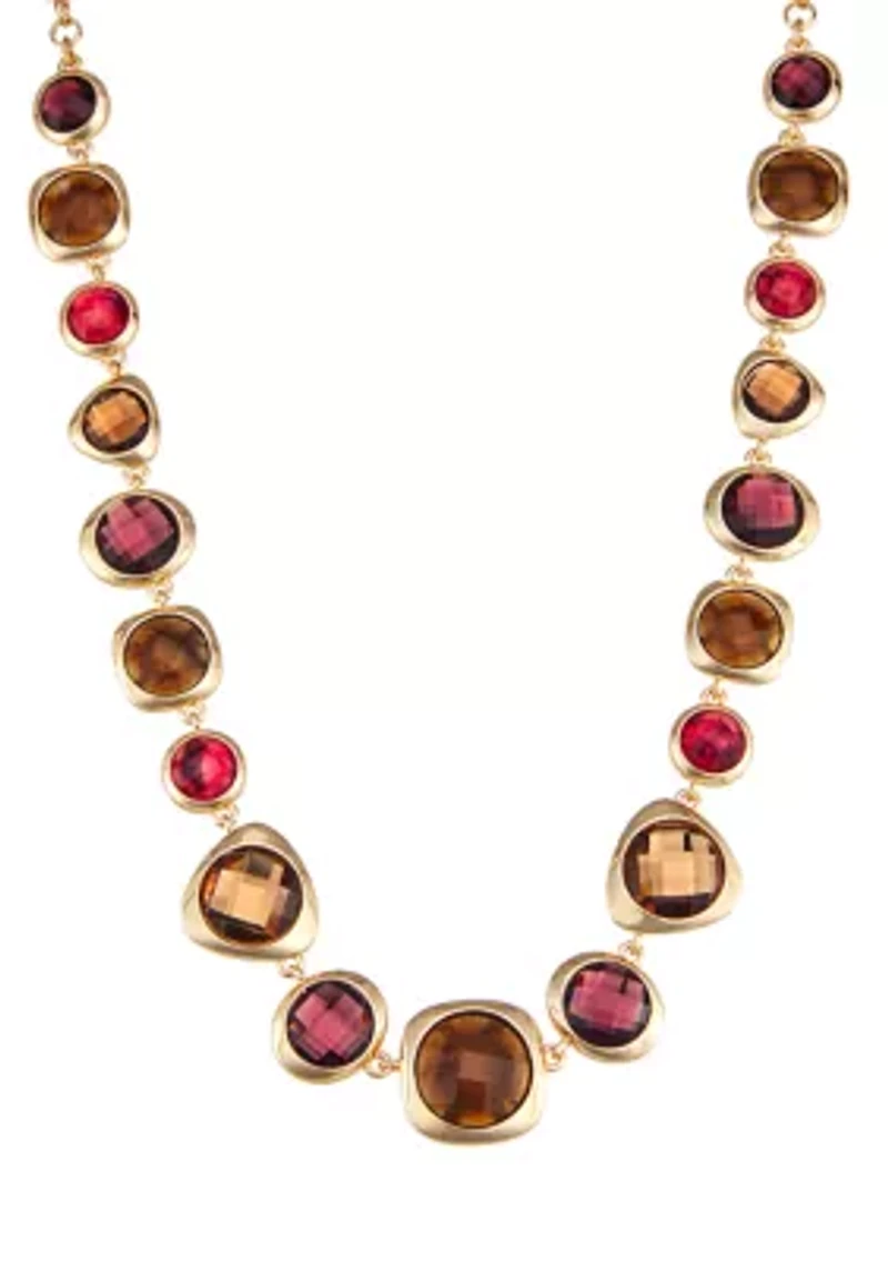 Multi Golden Tonals Collar Necklace