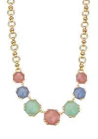 Gold Tone Multi Stone Frontal Necklace