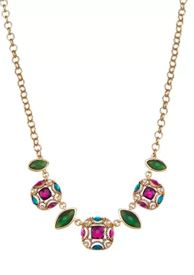 Tea Time Gold Tone Frontal Necklace