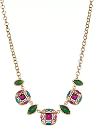 Tea Time Gold Tone Frontal Necklace